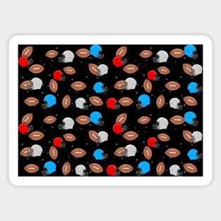 American Football - Helmet & Ball Seamless Pattern - Black Background Sticker